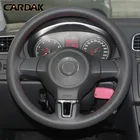 Автомобильные аксессуары CARDAK, кожаная ручная строчка Чехлы рулевого колеса автомобиля для Volkswagen Golf 6 Mk6 Polo MK5 2010 2011 2012 2013