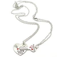 2021 new 1 pair couple i love you letter necklace heart key ring silvery lovers love chain souvenirs romantic birthday gift
