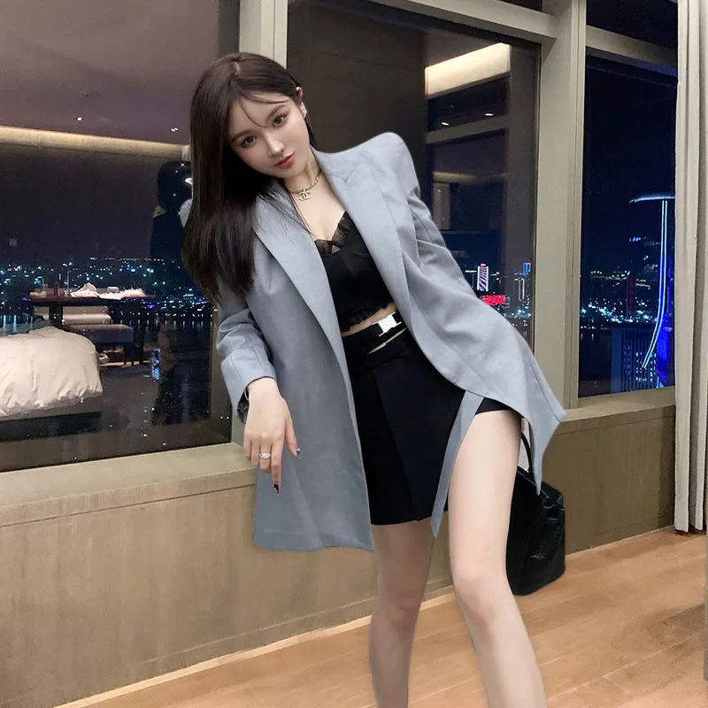 

SISPELL Puff Long Sleeve Blazer Coat For Female Lapel Collar Long Sleeve Loose Women's Causal Coat Fashion Streetwear Tide 2021