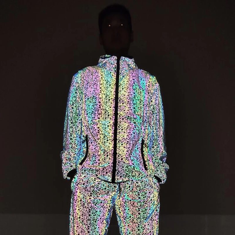 Мужские светоотражающие куртки с узором гнезда цветные ветровка мужская