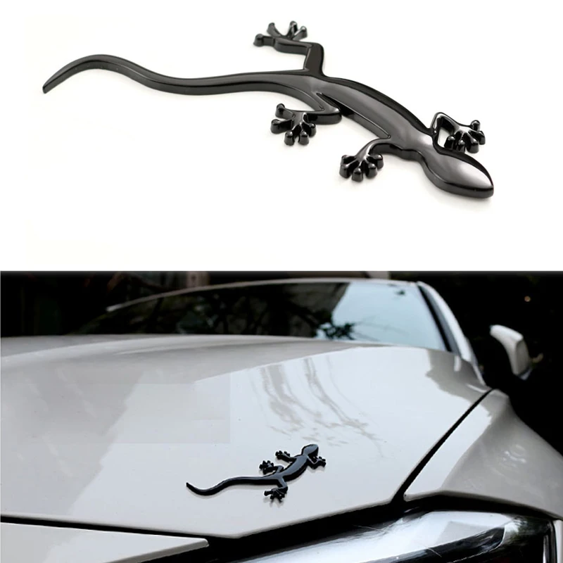 Автомобильная металлическая 3d-наклейка Gecko золотистая серебристая черная