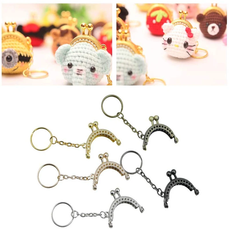 MIUSIE 4 colors Coin Purse Bag 4-5cm Change Frame with Key chain Kiss Clasp Lock DIY Craft Wallet Accessories | Дом и сад