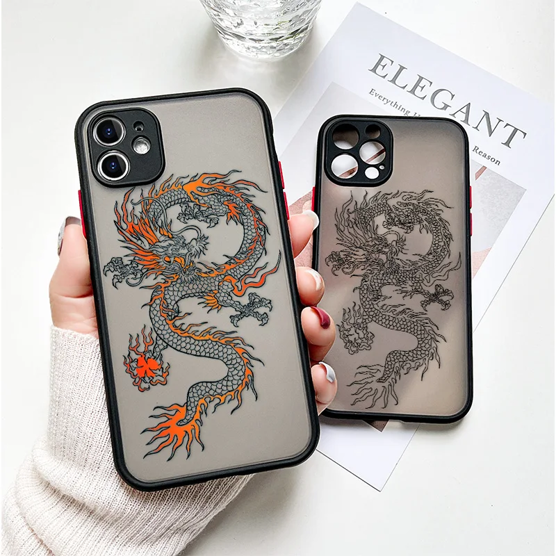 

Dragon Phone Case For iphone 11 6 8 XR XS Max Case Matte For iphone SE 2020 12 mini Contrasting color iphone 11 12 Pro Max Cover