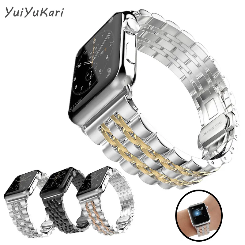 Ремешок из нержавеющей стали с бабочкой для apple Watch band 4 (iwatch 5) 44 мм 40 watch 3 2 1 42 38 correa