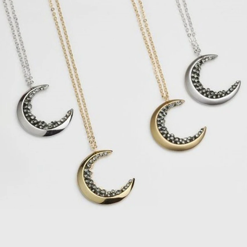 Женская подвеска в форме полумесяца Kinitial ожерелье с кристаллами из циркония