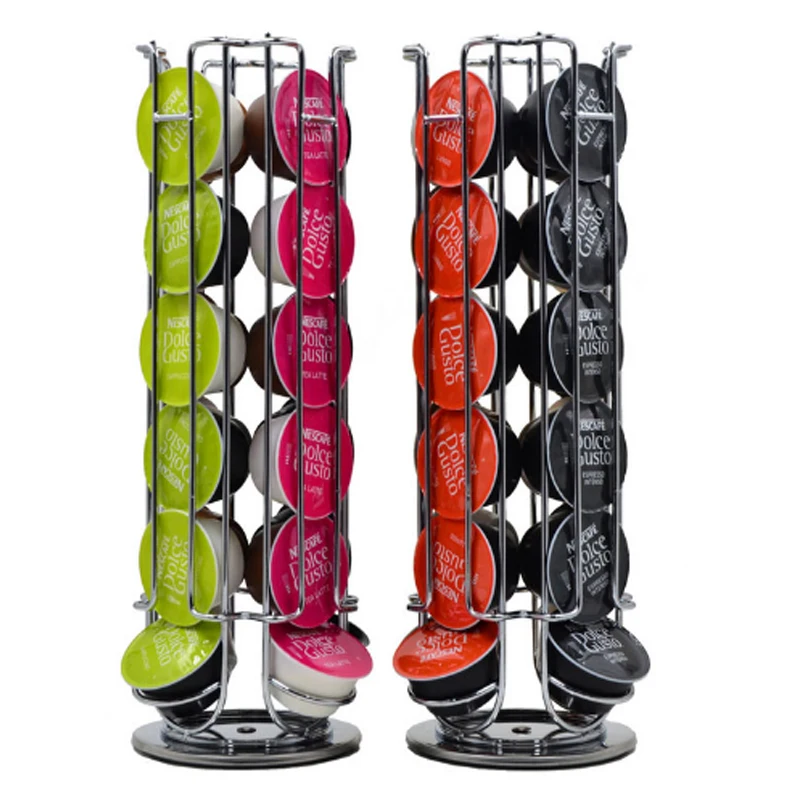 

High quanlity Solutions Revolving Rotating 24 Capsule Coffee Pod Holder Tower Stand Rack For Dolce Gusto