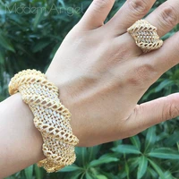 modemangel new trapezoid zircon fashion cc shape crystal stone bracelet bangle ring set for elegant women party wedding jewelry