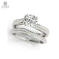 lesf classic 4 claw multi row 925 sterling silver ring set for women 1 carat moissanite diamond engagement wedding rings