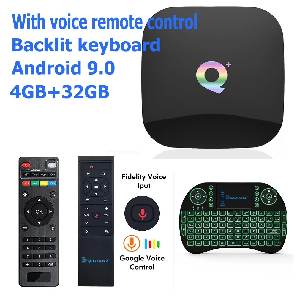4G32G-MT12-keyboard ТВ-бокс QPLUS Smart 6K Ultra HD 4+ 32G Android 9,0 Movie wifi Google Cast Netflix медиаплеер IP tv телеприставка qplus - Цвет: 4G32G-MT12-keyboard