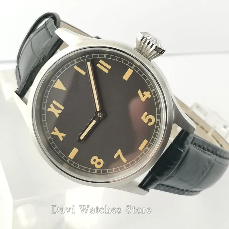 Стерильные мужские классические роскошные механические часы 43 мм темно кофейный