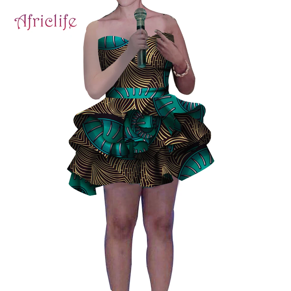 Мини платье без бретелек один шт. Африканский воск хлопок женское индивидуальное