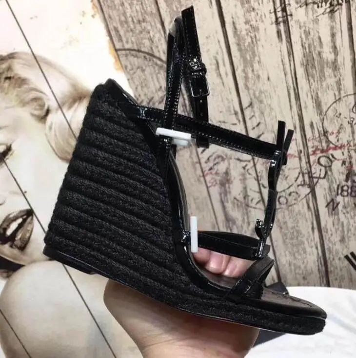 

Genuine Leather Women Sandals 2020 Luxury Women Shoes High Heel Sandal Wedges Shoes for Women Back Strap Open Toe Shoes 35-42
