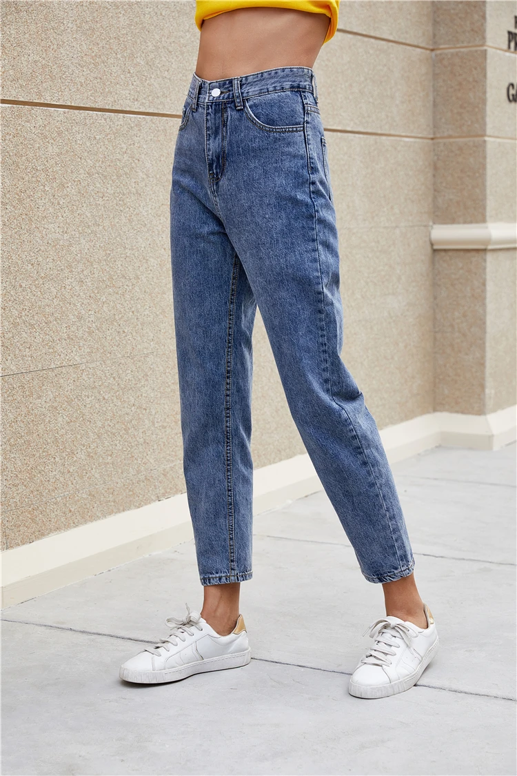 

WITHZZ Spring Women's Denim Trousers Inelastic Harem Pants Jeans