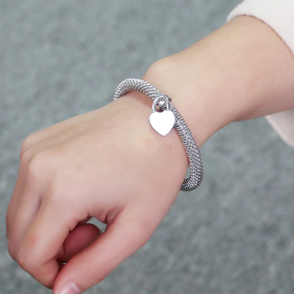 Новый женский браслет из серебра 925 стерлингового замок чистого ювелирные