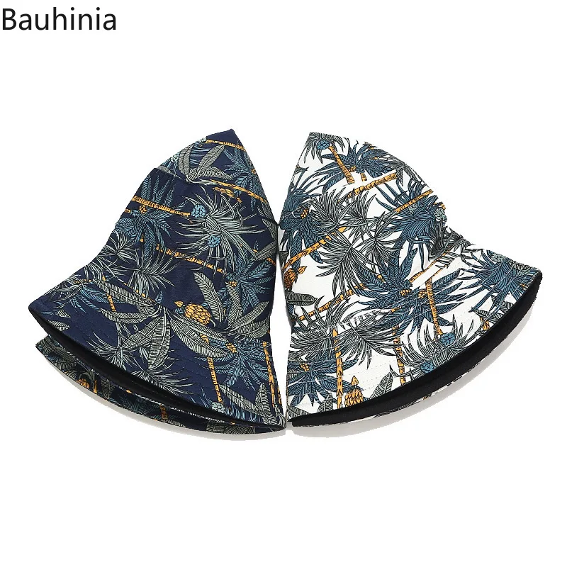 Панама Рыбацкая двусторонняя с рисунком бананового дерева для мужчин и женщин