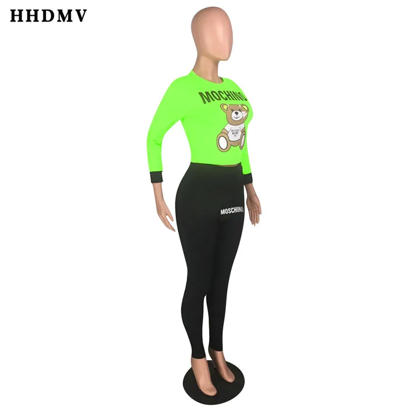 HHDMV/ г., eduction of age, топ с длинными рукавами и круглым вырезом, с героями мультфильмов, эластичные длинные штаны повседневные стильные комплекты из двух предметов с надписями