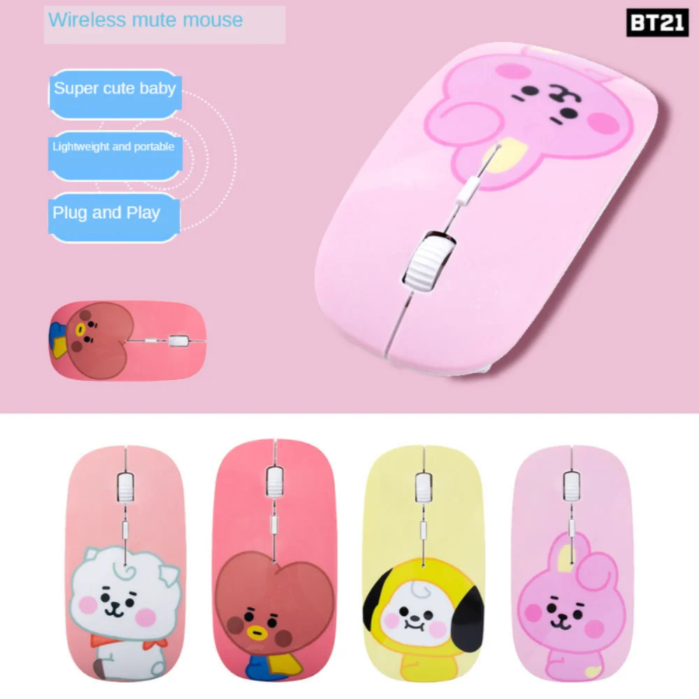 Милая мультяшная беспроводная мышь Qtittu BT 21 компьютерная для дома и офиса USB