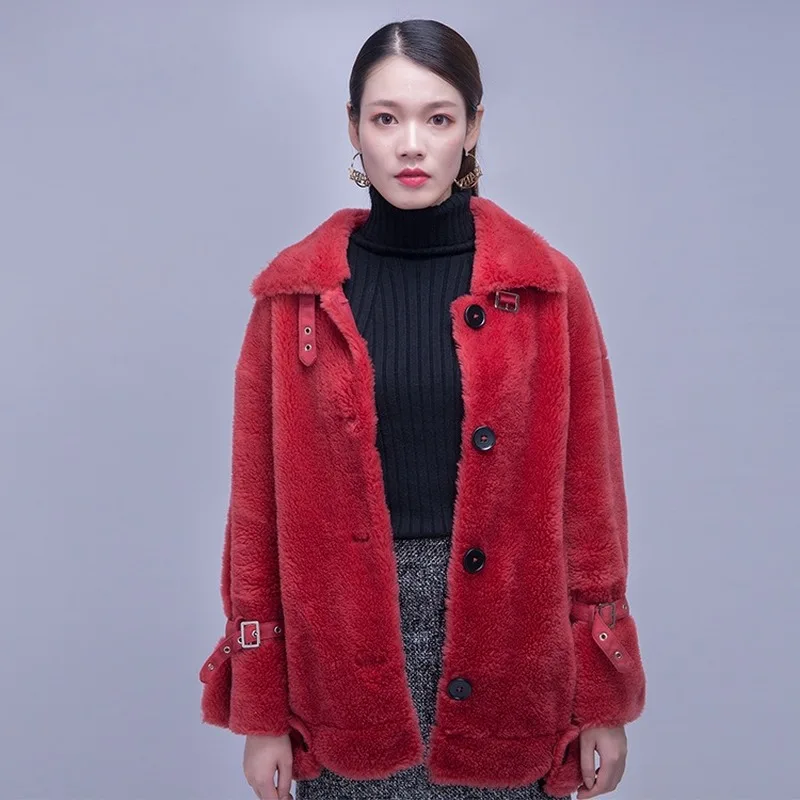

Осенняя куртка из 100% овечьей шерсти, зимнее пальто с натуральным мехом, женская одежда, 2020, корейские шерстяные куртки и пальто, 89068, YY1769
