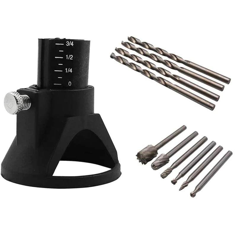 

11 Pcs Multipurpose Cutting Guide Kit Shank HSS Routing Router Bits And 4Pcs Twist Drill Bit For Rotary Tools
