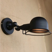 loft style rotatable wall lamp sconces iron black 4w led fixtures for bar cafe bedside light wandlamp applique murale luminaire