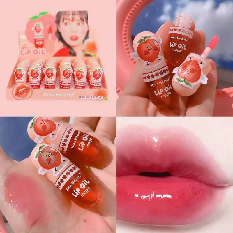 Магическое масло для губ Kiss beauty Увлажняющий блеск персиковый водостойкий