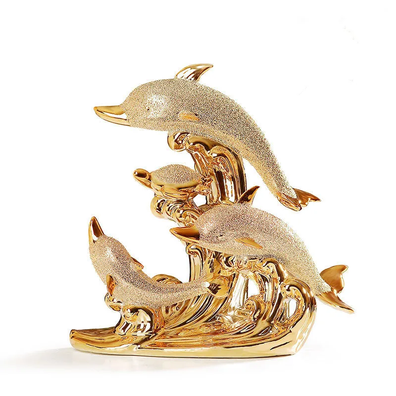 

Nordic Ceramic Abstract Art Decoration For Living Room Bedroom Interior Decoration Accessories Creative Dolphin Statue Sculpture
