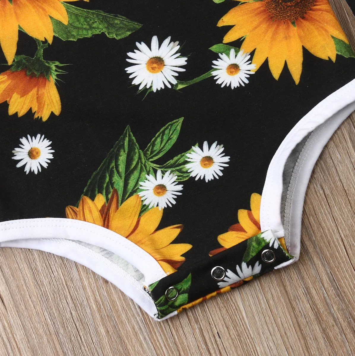 

Newborn Baby Girls Floral Romper Infant Sunflower Flare Sleeve Jumpsuit+Headband Toddler 2Pcs Outfits Autumn Casual Cloth 3-24M