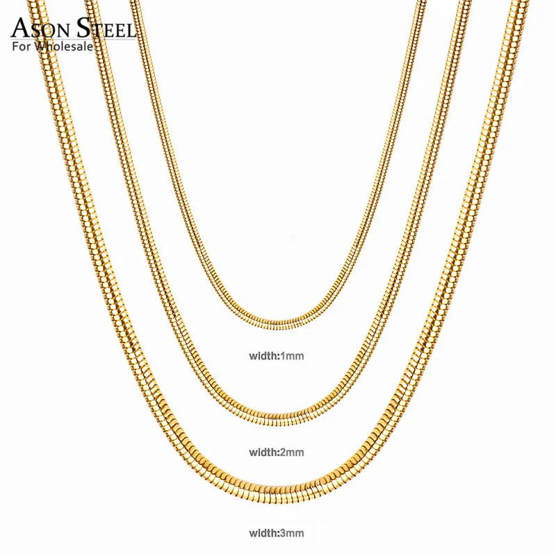 Асон сталь нержавеющая цепь унисекс ожерелье 1 мм/2 мм/3 мм ширина золото / серебро