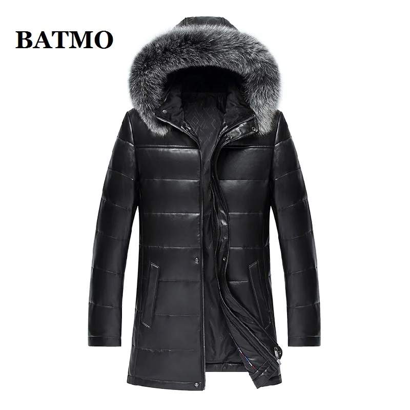 

BATMO 2021 new arrival natural sheepskin real leather fox fur collars 90% white duck down hooded jackets men,818