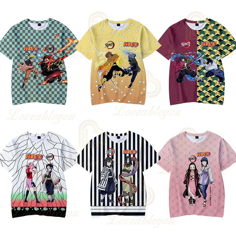 

Naruto & Demon Slayer New 3D Kids T-Shirt Print Girls Funny Clothes Boys Costumes Children 2021 Summer Tops Kids Clothes