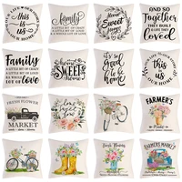 cushion cover bicycle spring flower linen pillowcase sofa cushion cover text outdoor decoration linen pillow cover home decor