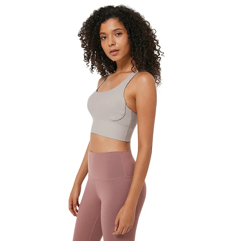 

Threaded sports underwear feminine sense cross beautiful back gathered together to support running fitness bra