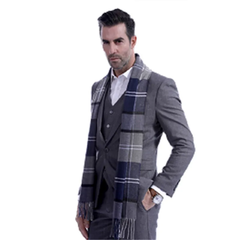 Мужской шотландский мягкий шарф шерстяная клетчатая зимняя теплая шаль длинный |