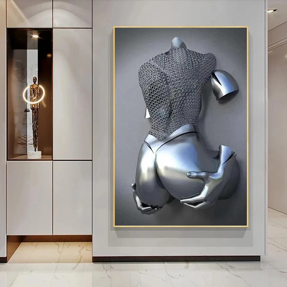 Абстрактная Металлическая скульптура искусство фигурка пары настенное 5d