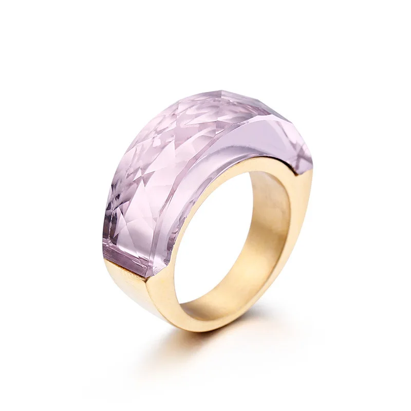 

Purple Top Grade Titanium Steel Rings Crystal Glass Accessories Jewel Ring Fashion Jewelry Valentine Lover Female Women Gifts