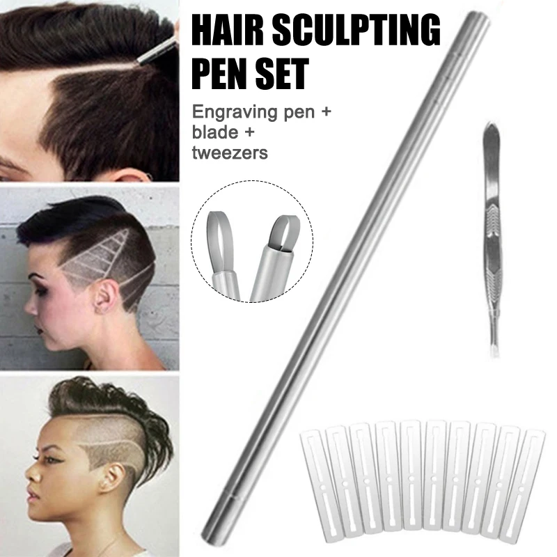 

Hair Tattoo Trim Hair Razor Pen Set For Hair Design Stainless Steel Hair Styling Eyebrows Beards Razor Tool M88