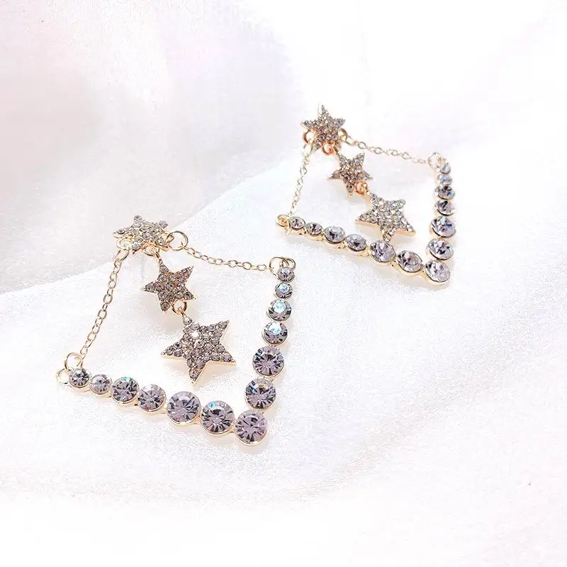 

Shinning Rhinestone Star Big Geometric Drop Earrings For Women 2020 New Jewelry Personality Statement Earings