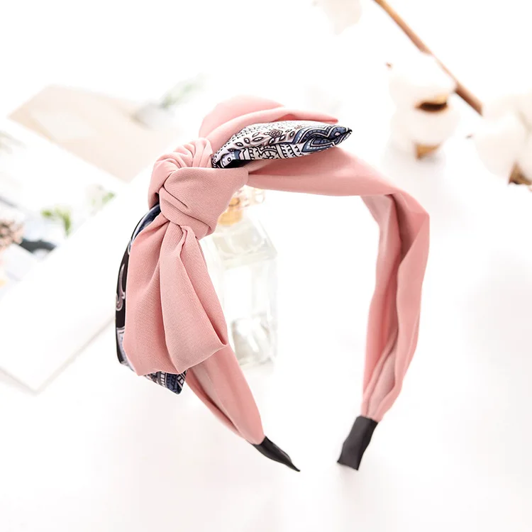 Лоскутная Ткань большой узлом ободок с бантиком для Для женщин и повязка на