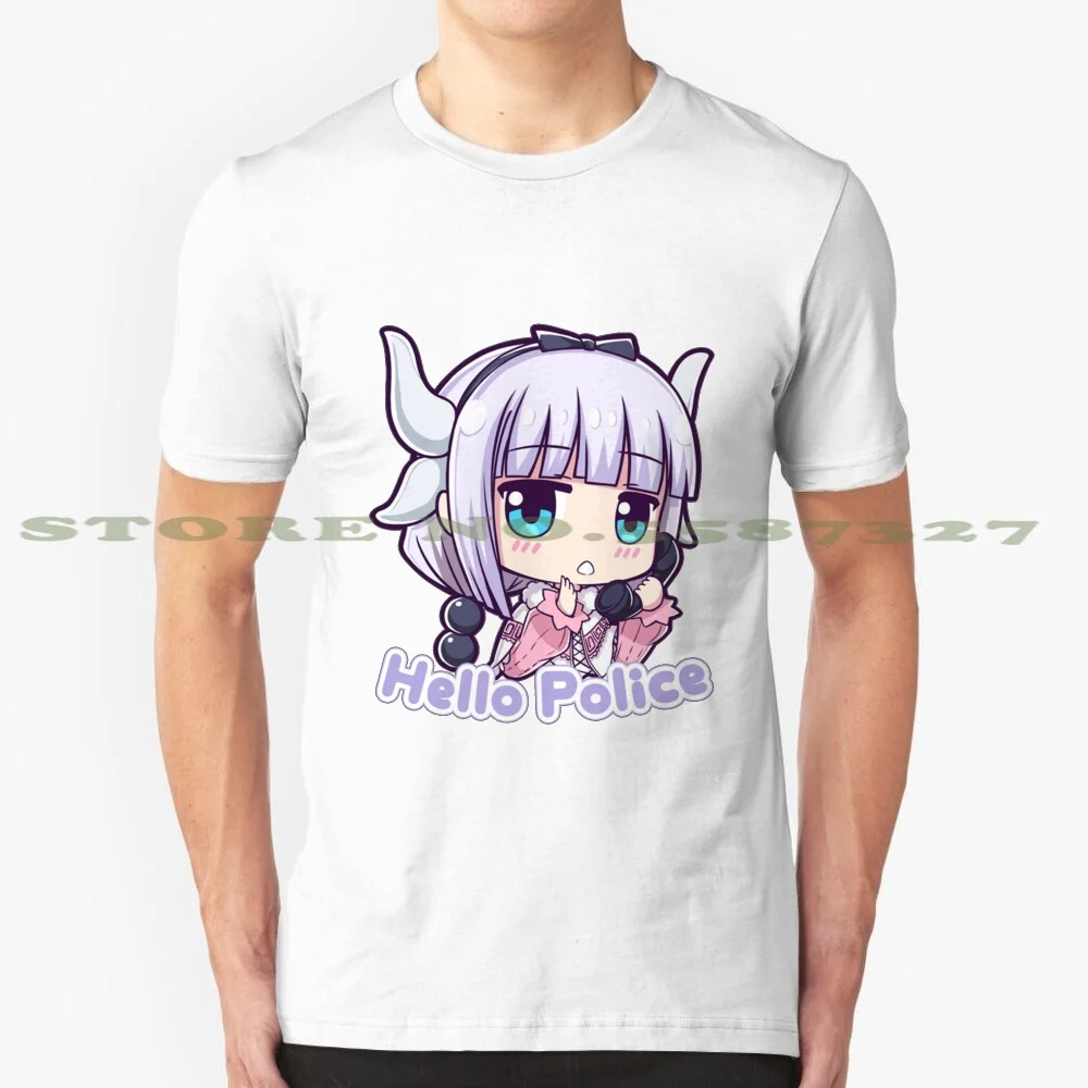 

Kanna - Dragon Maid - Hello Police модная Винтажная футболка футболки Аниме Miss Kobayashis Дракон горничная Дракон манга Лолита