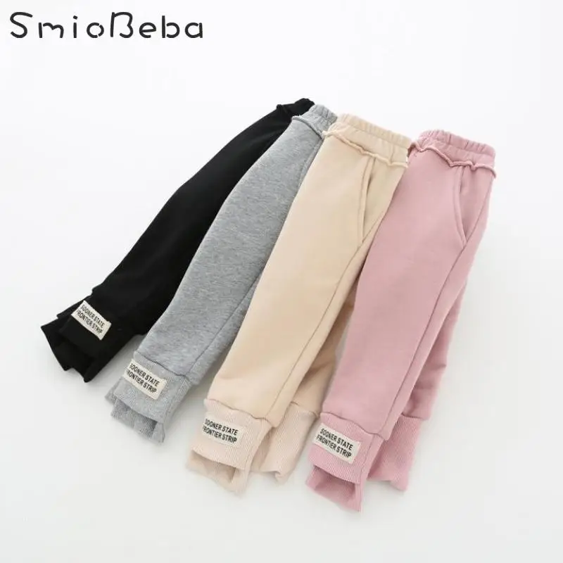 Детские леггинсы для мальчиков и девочек осенне-зимние Асимметричные с плюшевой