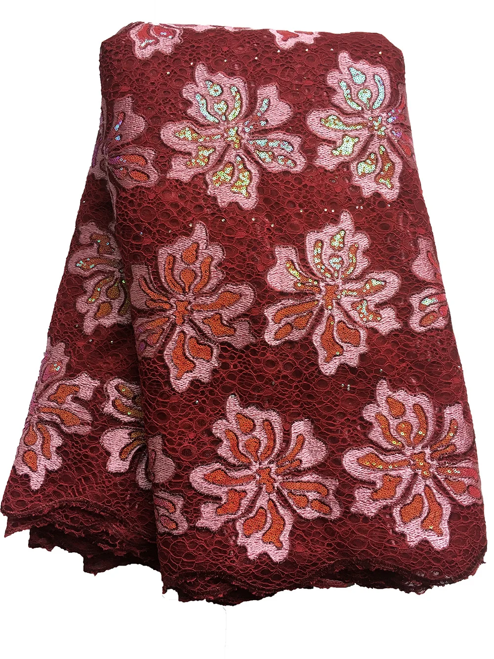 Coral lace Высококачественная кружевная ткань с сеткой и блестками, Новое поступление, кружевная ткань для свадебного платья, африканская ткань, Лидер продаж - Цвет: Coral lace