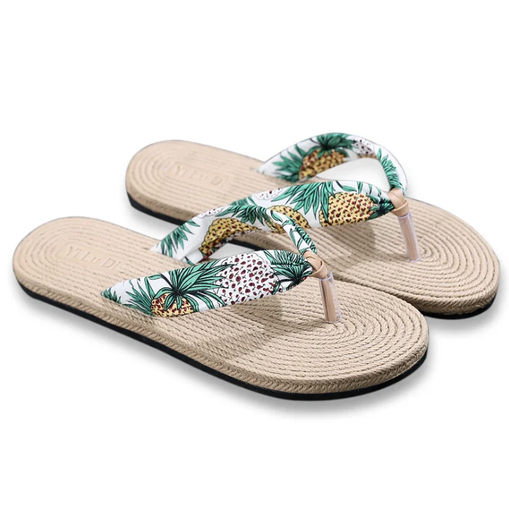 

Imitation Hemp Rope Travel Sole Sandals Wear Flip Flop Flat Bottomed Beach Slippers