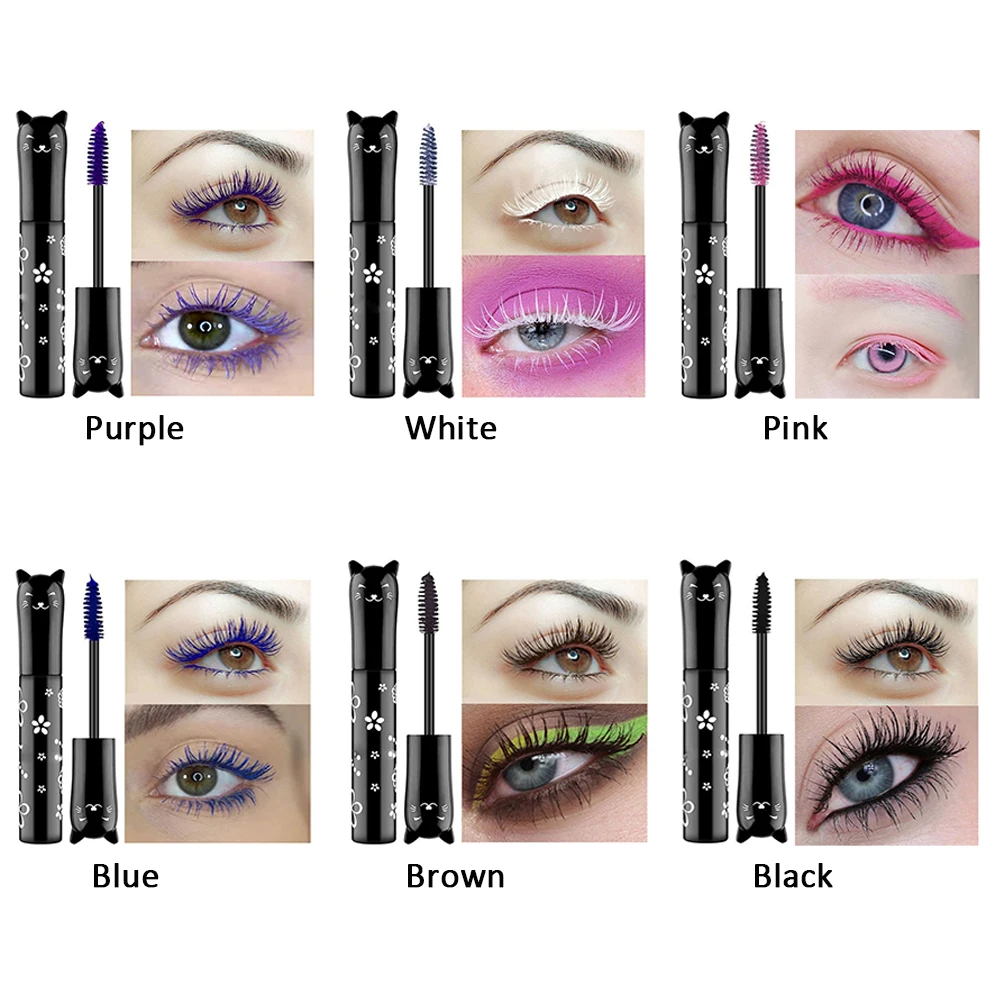 Милая Радужная волокнистая тушь для ресниц с котом красочная Очаровательная