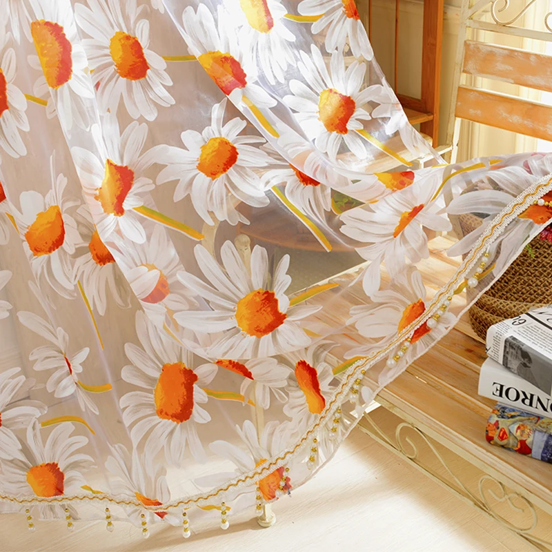 Готовые тюлевые Цветочные оконные занавески s выгорание отвесные для гостиной