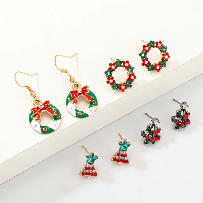 Новый рождественский Комплект сережек для женщин трендовые маленькие снежинки