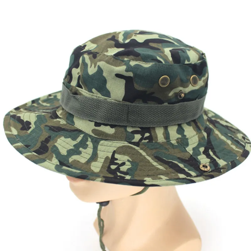 

Sun Hats Men Solid Military Camouflage Big Wide Round Hat Adjustable Breathable Climbing Hiking Hats Men Women Fisherman Cap