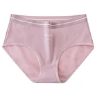 Нижнее белье женское из чесаного хлопка, однотонные дышащие трусики со средней талией, с принтом, мягкое нижнее белье для ухода за кожей, большие размеры