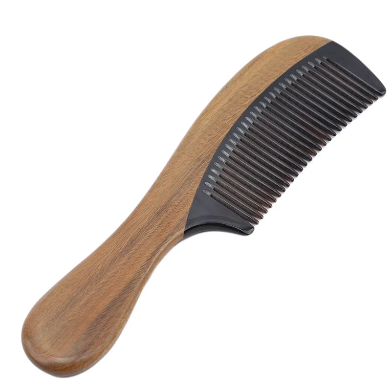 

1pc Natural Green Sandalwood Ox Horn Wood Comb Engraved Peach Wood Healthy Massage Hair Care Tool Beauty Accessories