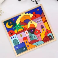 wooden jigsaw puzzle building blocks children construction oriental brick castle learning creativity kids toy gifts for age 3
