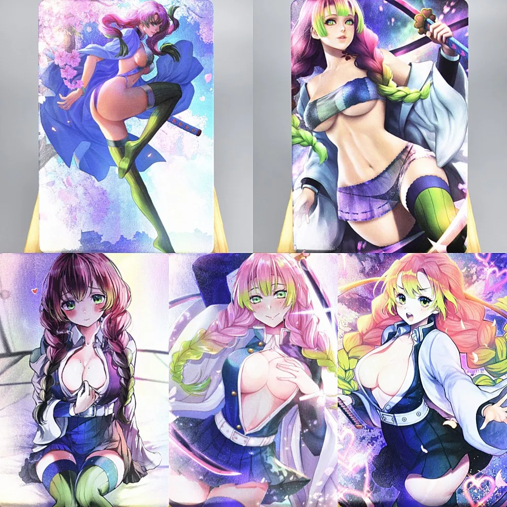 

Аниме флеш-карта Kochou Shinobu Kanroji Mitsuri Kamado Nezuko рефракционная карточка джентльмена кавайная девушка